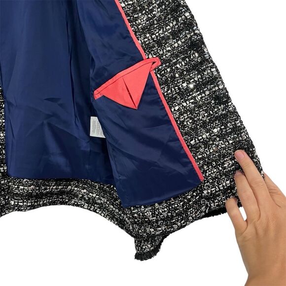 J. Crew Belle Sequin Lady Tweed Jacket Black White 6 - Picture 6 of 8